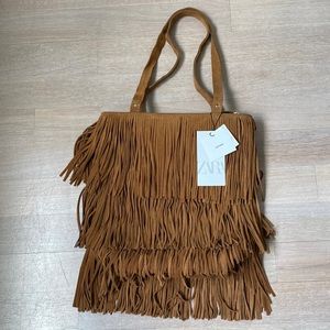 ZARA Brand New leather fringe bag